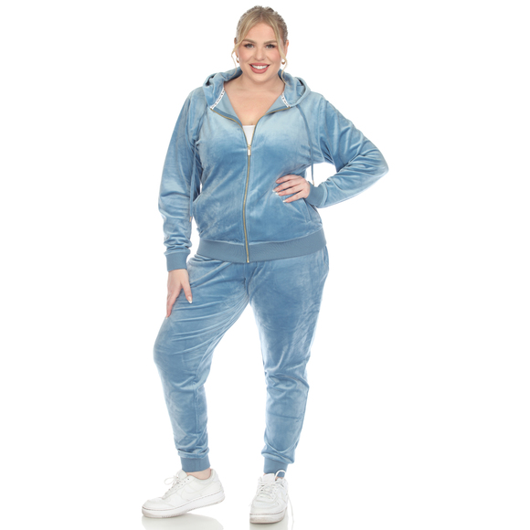 Plus Size 2 Piece Velour Tracksuit Set - Picture 5 of 6
